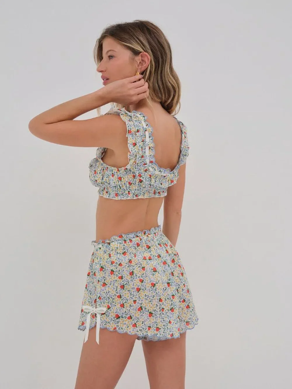 For Love & Lemons Strawberry Kiss Crop Top (S) + Short (S) Set | Small | NWT